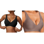Women'S Seamless Pink Leopard Print Bra Wire-Free Bra Full Cup Soft Thin Mold Support Jelly Beauty Breathable Deep V Push up Bra