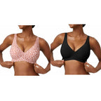 Women'S Seamless Pink Leopard Print Bra Wire-Free Bra Full Cup Soft Thin Mold Support Jelly Beauty Breathable Deep V Push up Bra
