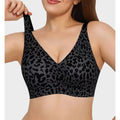 Women'S Seamless Pink Leopard Print Bra Wire-Free Bra Full Cup Soft Thin Mold Support Jelly Beauty Breathable Deep V Push up Bra