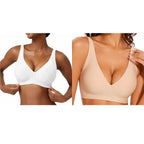 Women'S Seamless Pink Leopard Print Bra Wire-Free Bra Full Cup Soft Thin Mold Support Jelly Beauty Breathable Deep V Push up Bra